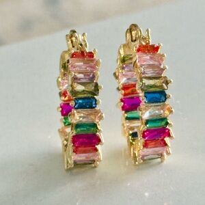 Multicolor Rainbow Inside Out Hoop Earrings